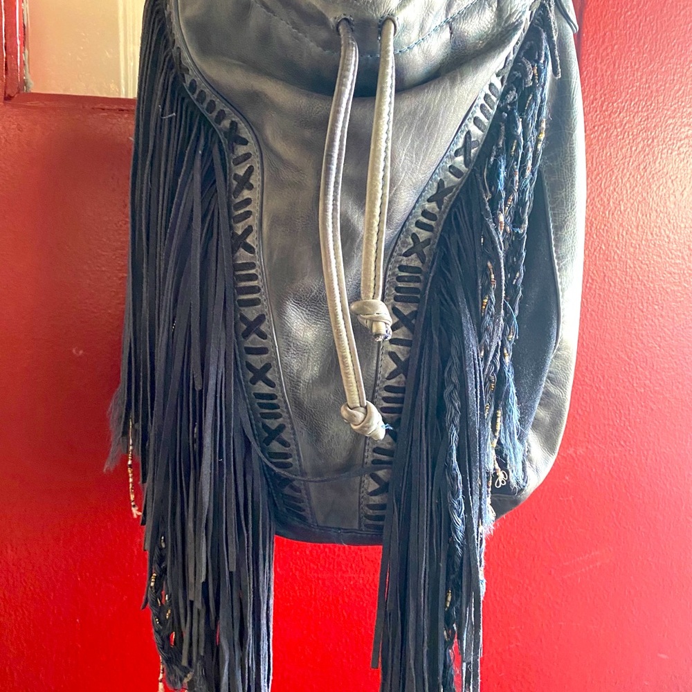 Slouchy Blue Leather Free People Purse